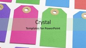  Presentation with labels - Audience pleasing slide deck consisting of sale price tag blue - labels group on a white backdrop and a seafoam green colored foreground