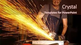  Presentation with hot work - Presentation enhanced with labor at work with electric background and a wine colored foreground