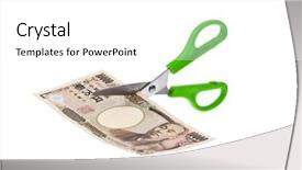  Presentation with japan and india - Slide deck enhanced with labor cost - japanese yen bills currency background and a  colored foreground