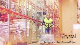  Presentation with wholesale - Cool new presentation theme with loader with goods at warehouse backdrop and a coral colored foreground