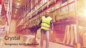  Presentation with wholesale - Amazing slides having wholesale logistic loading shipment backdrop and a coral colored foreground