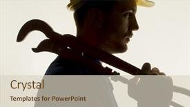  Presentation with craftsman - Theme enhanced with labor free - craftsman with tools background and a soft green colored foreground