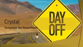  Presentation with labor - Colorful slide deck enhanced with labor free - day off sign on desert backdrop and a gold colored foreground