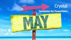  Presentation with labor - Colorful PPT theme enhanced with labor free - may sign with beach background backdrop and a cobalt blue colored foreground