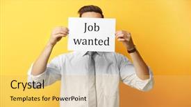  Presentation with cutout paper people standing around globe holding hands - PPT theme enhanced with labor hire - man holding paper with text background and a yellow colored foreground