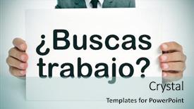  Presentation with labor - Colorful slide deck enhanced with labor hire - man wearing a suit holding backdrop and a light blue colored foreground