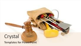  Presentation with construction law - Colorful slide set enhanced with construction law - freedom and justice for workers backdrop and a yellow colored foreground