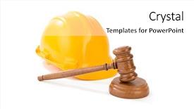  Presentation with construction law - Amazing PPT layouts having construction law - wooden judge gavel and helmet backdrop and a white colored foreground
