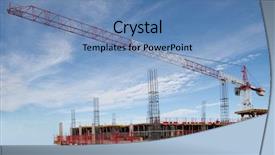  Presentation with construction site construction - Beautiful theme featuring labor management - high rise construction site backdrop and a teal colored foreground