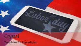  Presentation with national flag of chicago - Slide deck featuring labor mobility - flare against mobile phone background and a red colored foreground