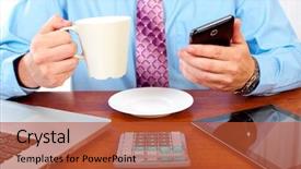  Presentation with technology - Audience pleasing presentation theme consisting of labor mobility - hands of people working backdrop and a  colored foreground