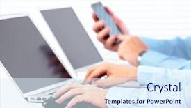  Presentation with office mix of people - PPT theme enhanced with labor mobility - hands of people working background and a sky blue colored foreground