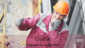  Presentation with construction site construction - Audience pleasing PPT theme consisting of labor mobility - one young smiling construction site backdrop and a  colored foreground