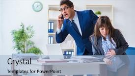  Presentation with pregnant woman - Beautiful presentation theme featuring labor mobility - pregnant woman struggling backdrop and a light blue colored foreground