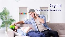  Presentation with pregnant labor - PPT layouts with labor mobility - pregnant woman with husband background and a sky blue colored foreground