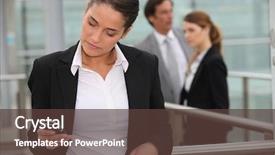  Presentation with labor - PPT theme enhanced with labor mobility - woman reading message on mobile background and a  colored foreground