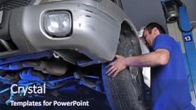  Presentation with labor relations - Amazing theme having labor relations - car mechanic changing flat tire backdrop and a navy blue colored foreground