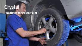  Presentation with labor relations - Amazing PPT layouts having labor relations - car mechanic removing wheel nuts backdrop and a dark gray colored foreground