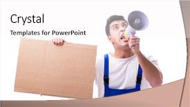  Presentation with angry construction workers - Cool new PPT layouts with labor strike - angry construction supervisor yelling backdrop and a pink colored foreground