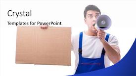  Presentation with angry construction workers - Amazing presentation having labor strike - angry construction supervisor yelling backdrop and a white colored foreground