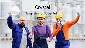  Presentation with labor strike - PPT layouts with labor strike - group of protesting young men background and a light gray colored foreground