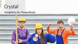  Presentation with people - Amazing PPT layouts having labor strike - group of protesting young people backdrop and a white colored foreground