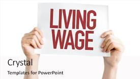  Presentation with labor strike - Amazing presentation theme having labor strike - living wage placard isolated backdrop and a sky blue colored foreground