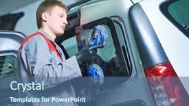  Presentation with windshield - Amazing slide set having laboral accident - automobile windshield or windscreen replacement backdrop and a ocean colored foreground