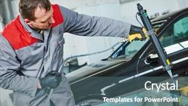  Presentation with windshield - PPT layouts consisting of laboral accident - car windshield or windscreen replacement background and a ocean colored foreground