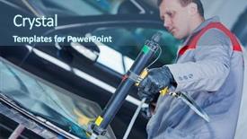  Presentation with windshield - Beautiful slides featuring laboral accident - car windshield or windscreen replacement backdrop and a ocean colored foreground