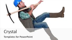  Presentation with accident - Colorful theme enhanced with laboral accident - man with pick-axe falling backdrop and a  colored foreground