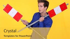  Presentation with road signs - PPT theme consisting of laboral accident - worker with road signs background and a  colored foreground