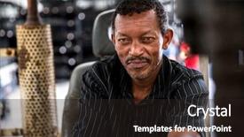  Presentation with forklift - Presentation theme having workman - worker on forklift looking background and a wine colored foreground