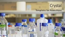  Presentation with laboratory chemical - Cool new theme with laboratoire chimique - closeup of empty chemical bottles backdrop and a mint green colored foreground