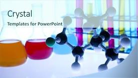  Presentation with laboratory - PPT theme featuring laboratoire chimique - multi colored laboratory background and a cool aqua colored foreground