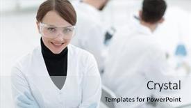  Presentation with laboratory - Audience pleasing theme consisting of portrait of scientist in laboratory background backdrop and a lemonade colored foreground