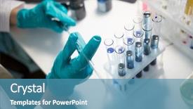  Presentation with laboratory chemical chalk - PPT theme consisting of laboratorian carries out chemical experiments background and a teal colored foreground