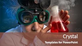  Presentation with test tube laboratory - Amazing presentation theme having laboratory - funny professor with protective glasses backdrop and a tawny brown colored foreground