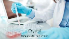  Presentation with testing - Slides with laboratory - medical worker with dropper testing background and a light blue colored foreground