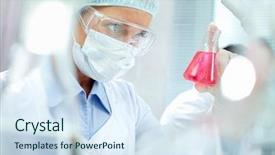  Presentation with liquid - Amazing presentation theme having laboratory - portrait of a chemist holding backdrop and a sky blue colored foreground