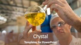  Presentation with olive oil - PPT theme having laboratory - technician examining olive oil background and a tawny brown colored foreground