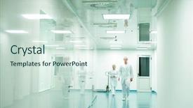  Presentation with scientific - Amazing PPT theme having laboratory - white corridor in a scientific backdrop and a sky blue colored foreground