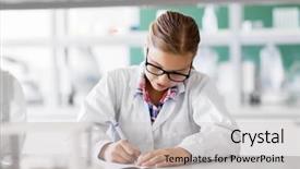  Presentation with children education - PPT theme enhanced with laboratory and writing to workbook background and a light gray colored foreground