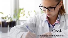  Presentation with education children technology science - Theme with laboratory and writing to workbook background and a light gray colored foreground