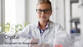  Presentation with children education - Cool new slide set with laboratory and writing to workbook backdrop and a light gray colored foreground