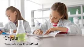  Presentation with children education - Presentation consisting of laboratory and writing to workbook background and a light gray colored foreground