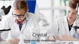  Presentation with children education - Slides featuring laboratory and writing to workbook background and a light gray colored foreground