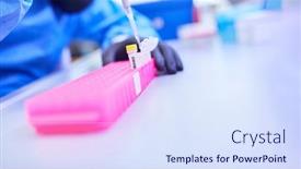  Presentation with biotechnology laboratory - Slide set featuring laboratory-assistant-filling-a-covid background and a sky blue colored foreground