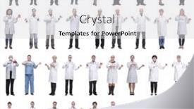  Presentation with liquid - Presentation design featuring laboratory-assistant-holding-a-flask background and a light gray colored foreground