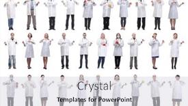  Presentation with liquid - Slide set consisting of laboratory-assistant-holding-a-flask background and a light gray colored foreground